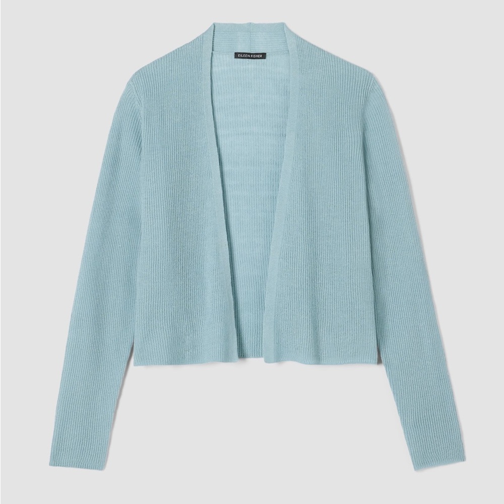 Eileen Fisher Blue Cropped Cardigan Sweater